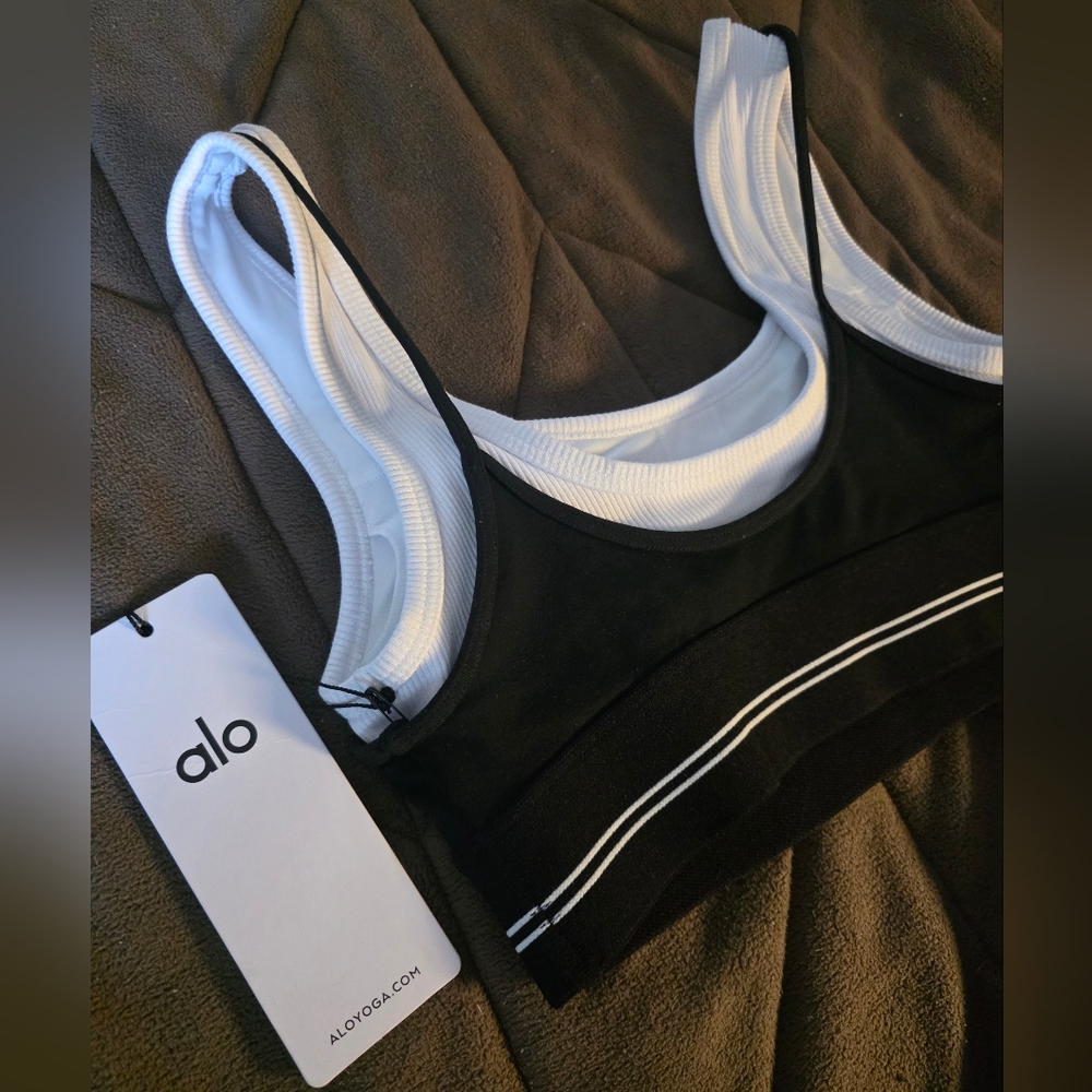 Alo FIRE! NWT! Airbrush Better Together Bra in Black/White. Sz XXS. R2S!! - Picture 11 of 13